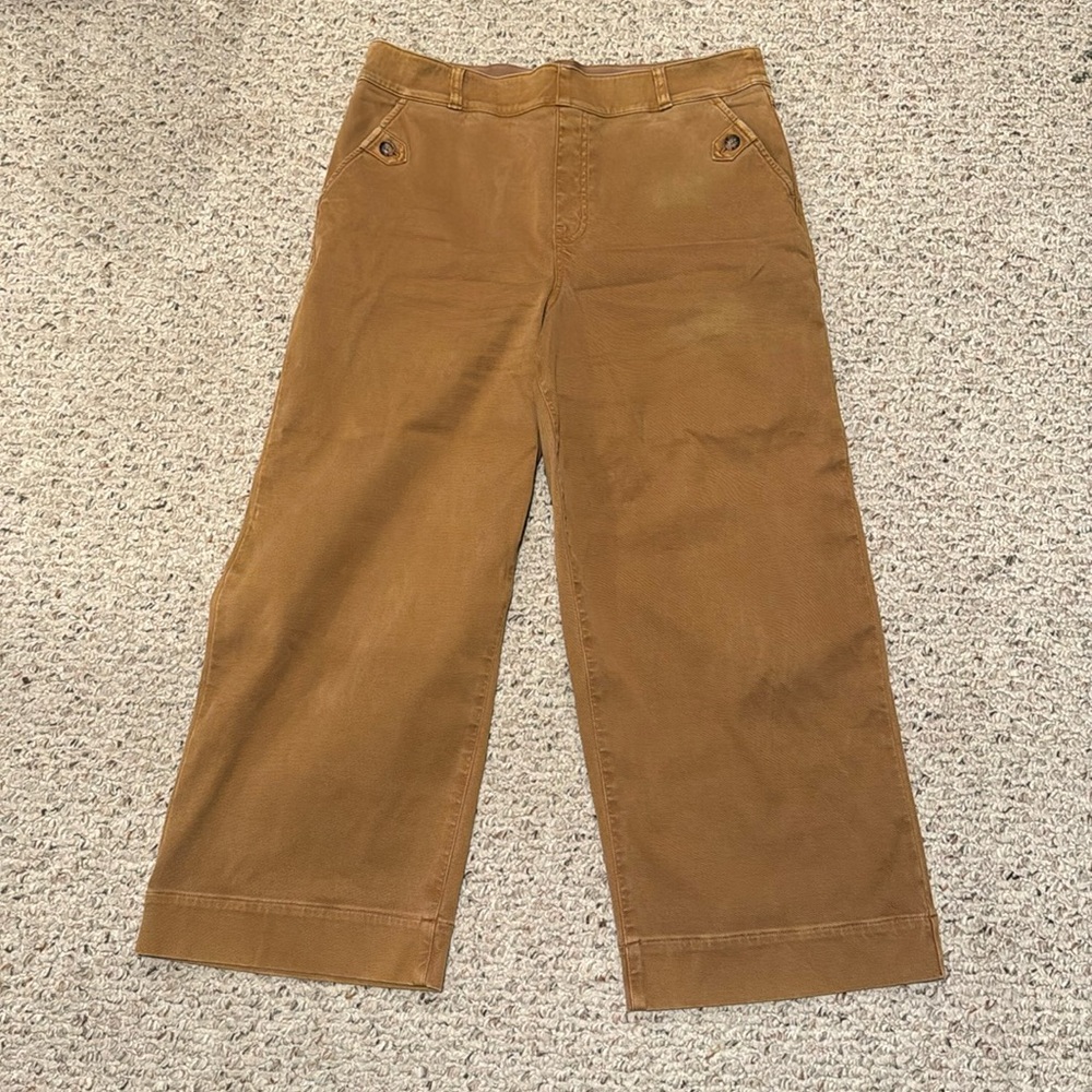 SPANX Wide Leg Cropped Pants in Brown